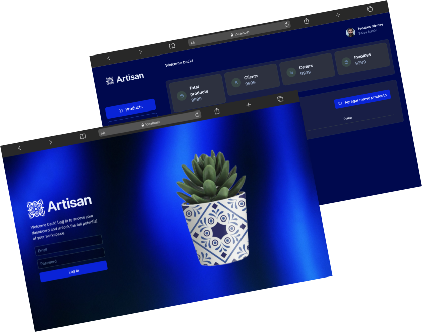 Captura de pantalla del proyecto Artisan Dashboard